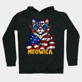 USA America Flag Cat Patriotic Hoodie